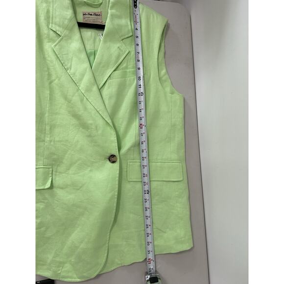 NWT Free People Green Light Lime Bright Young Things Linen Vest Size L Old Money - Picture 10 of 11